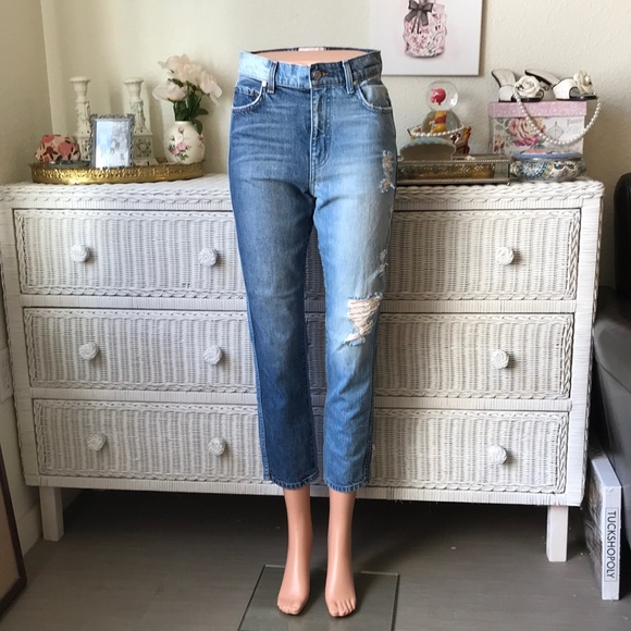REVICE Denim - Revice colorblock destructed crop jeans 25